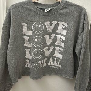 Smiley World Grey love Sweatshirt Top 60%cotton, 40%poly